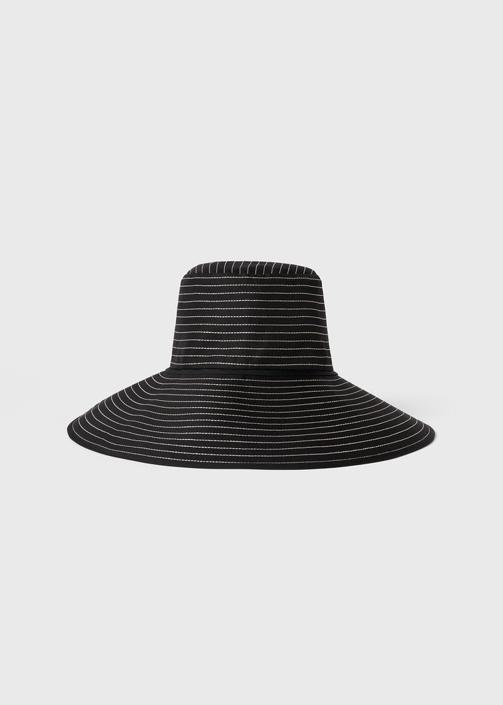 Embroidered silk sun hat black - 1