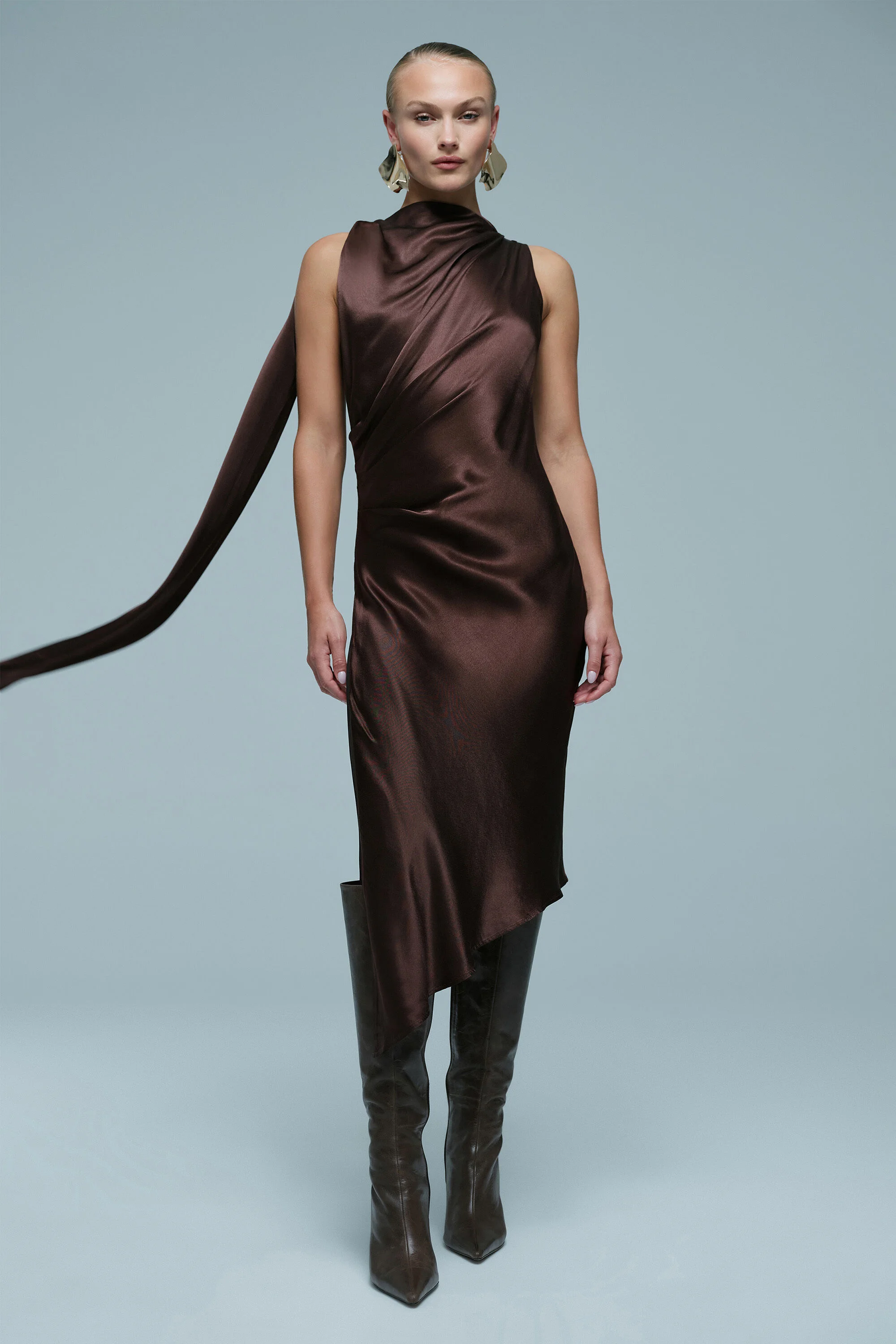 Valentine High Low Dress In Dark Chocolate - 1