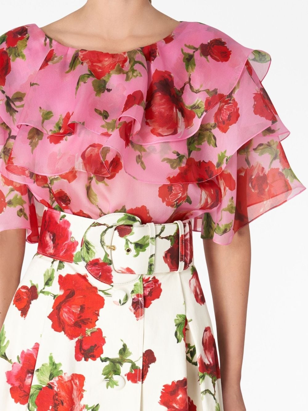 floral-print silk blouse - 4