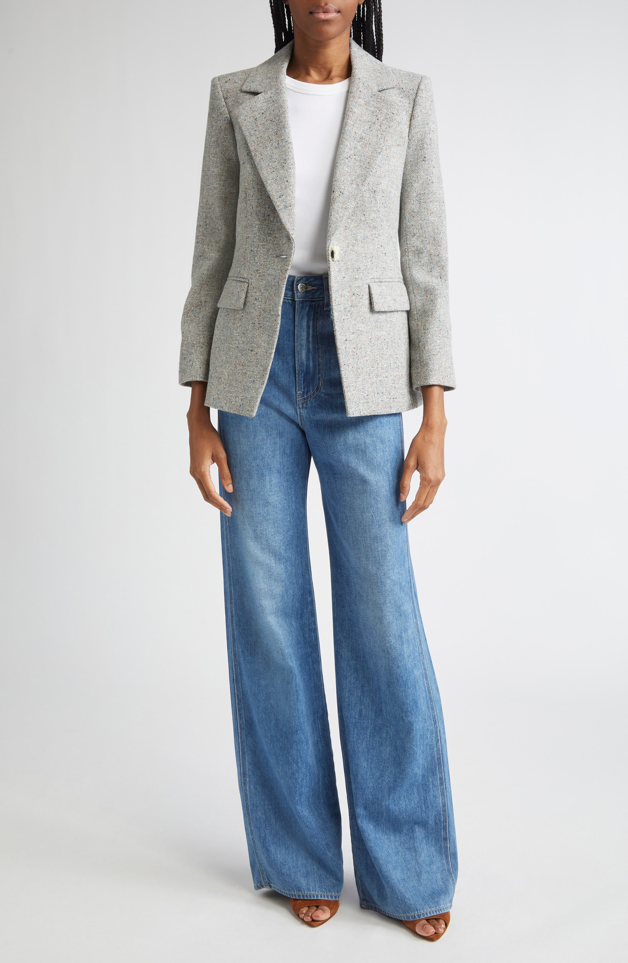 Veronica Beard Healy Donegal Tweed Dickey Jacket in Antique Blue Melange at Nordstrom - 2