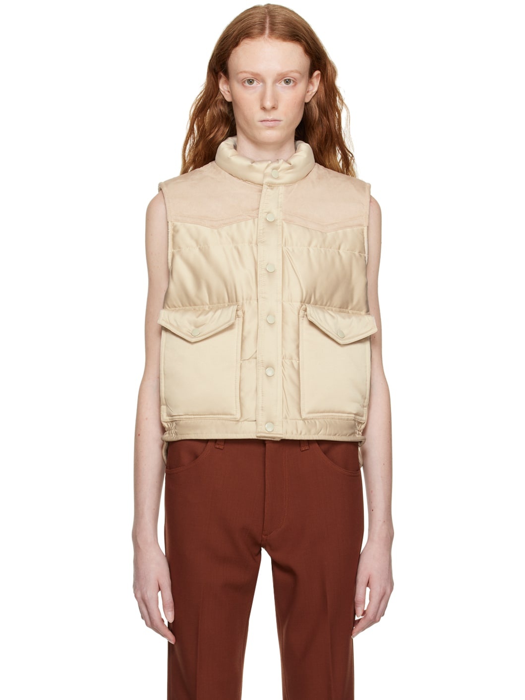 Taupe Erica Puffer Vest - 1