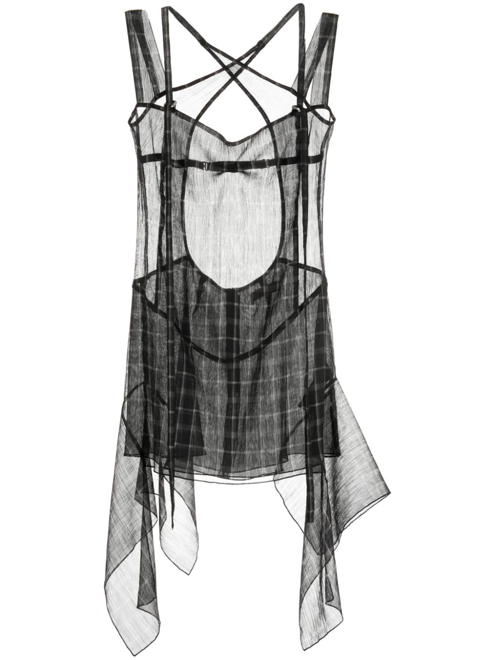 D-ring strap semi-sheer dress - 1