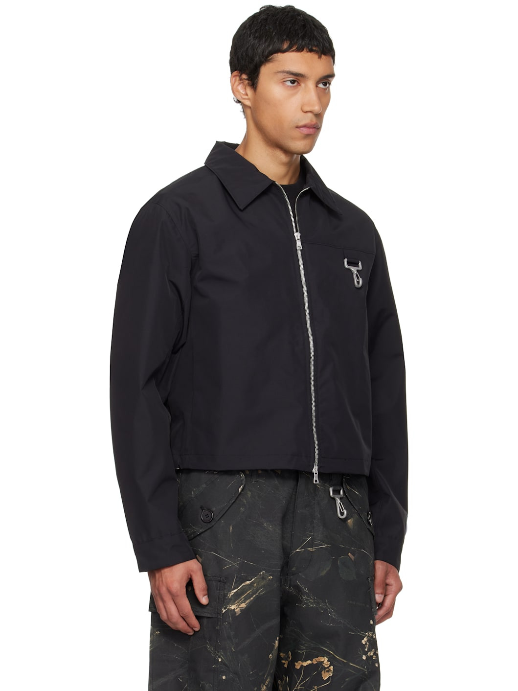 Black Laminated Nylon Work Jacket - 2