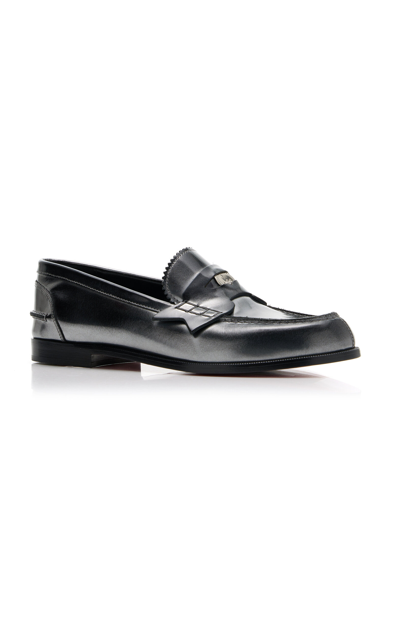 Donna Burnished Leather Penny Loafers silver - 6