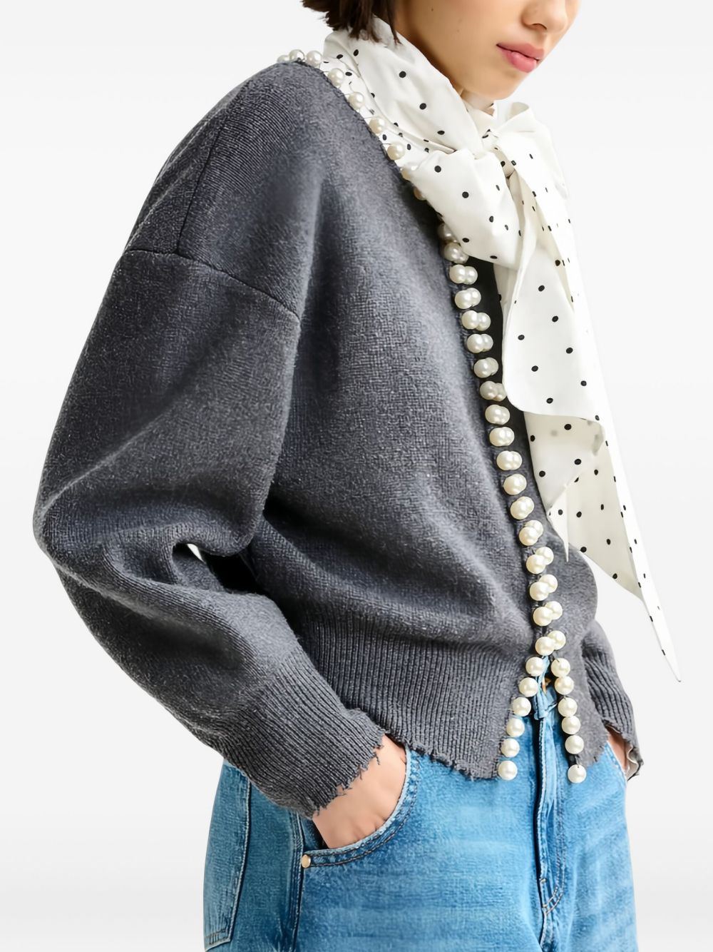 pearl-embellished cardigan - 3