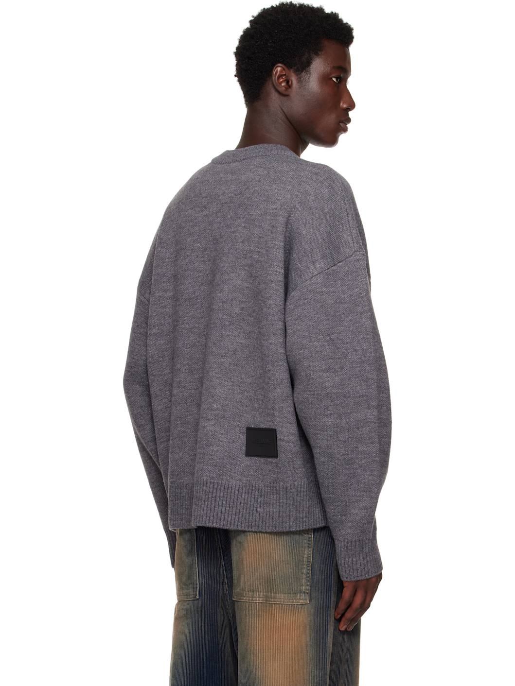 Gray Logo Pile Knit Sweater - 3
