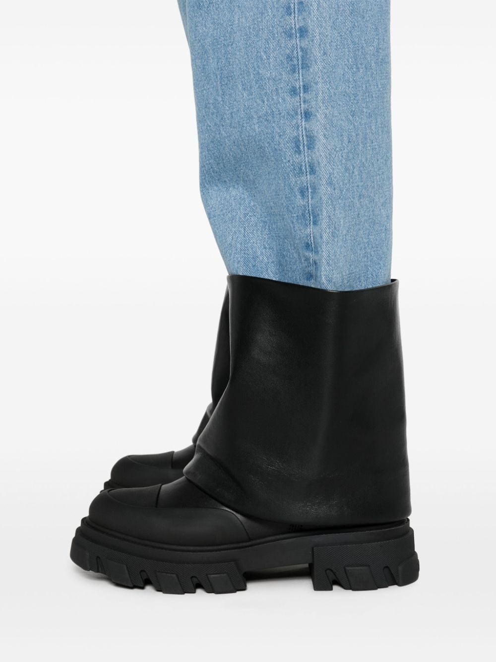 turn-up detailed straight-leg jeans - 5