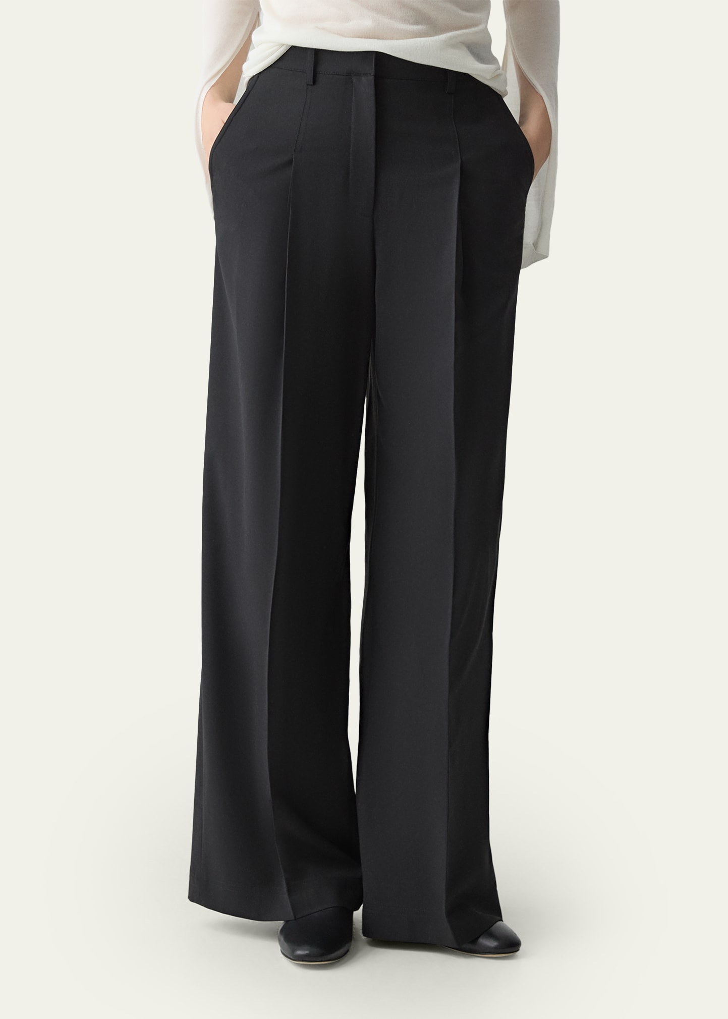 Pleated Wide-Leg Trousers - 5