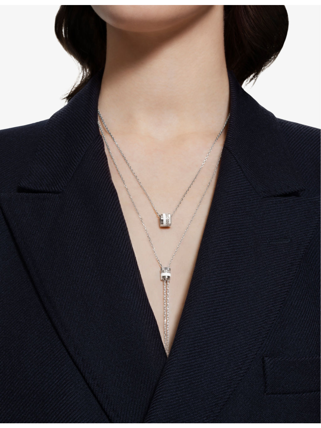 Quatre Double White Edition large 18ct white-gold, white hyceram and 0.24ct round-brilliant cut diam - 2