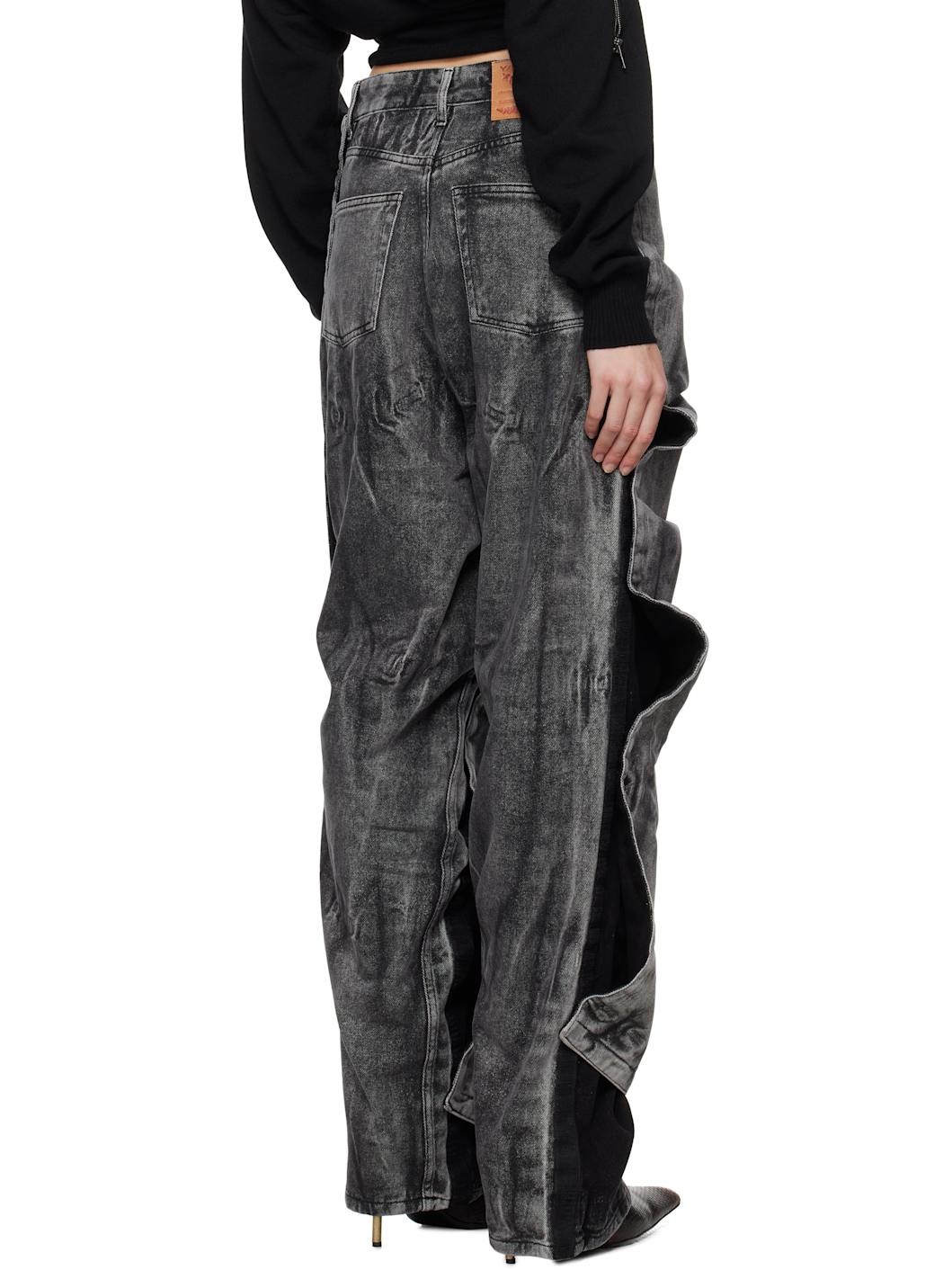 Black Velcro Panel Jeans - 3