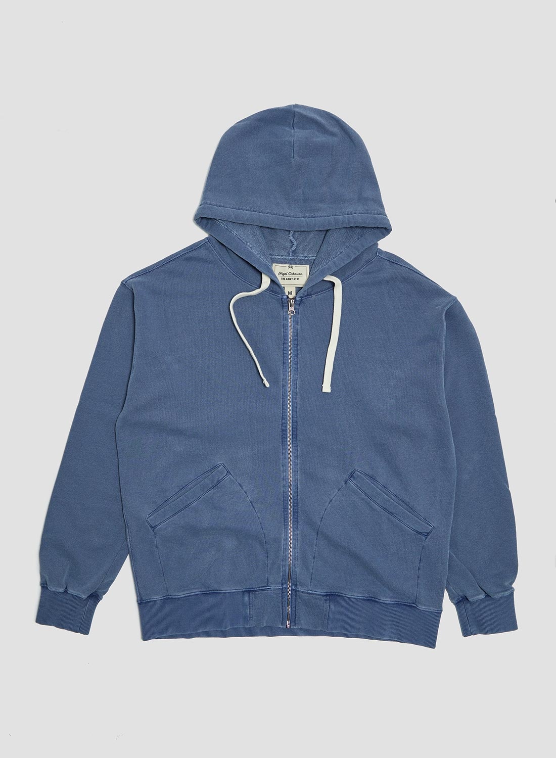 Embroidered Arrow Zip Hoodie in Denim - 2