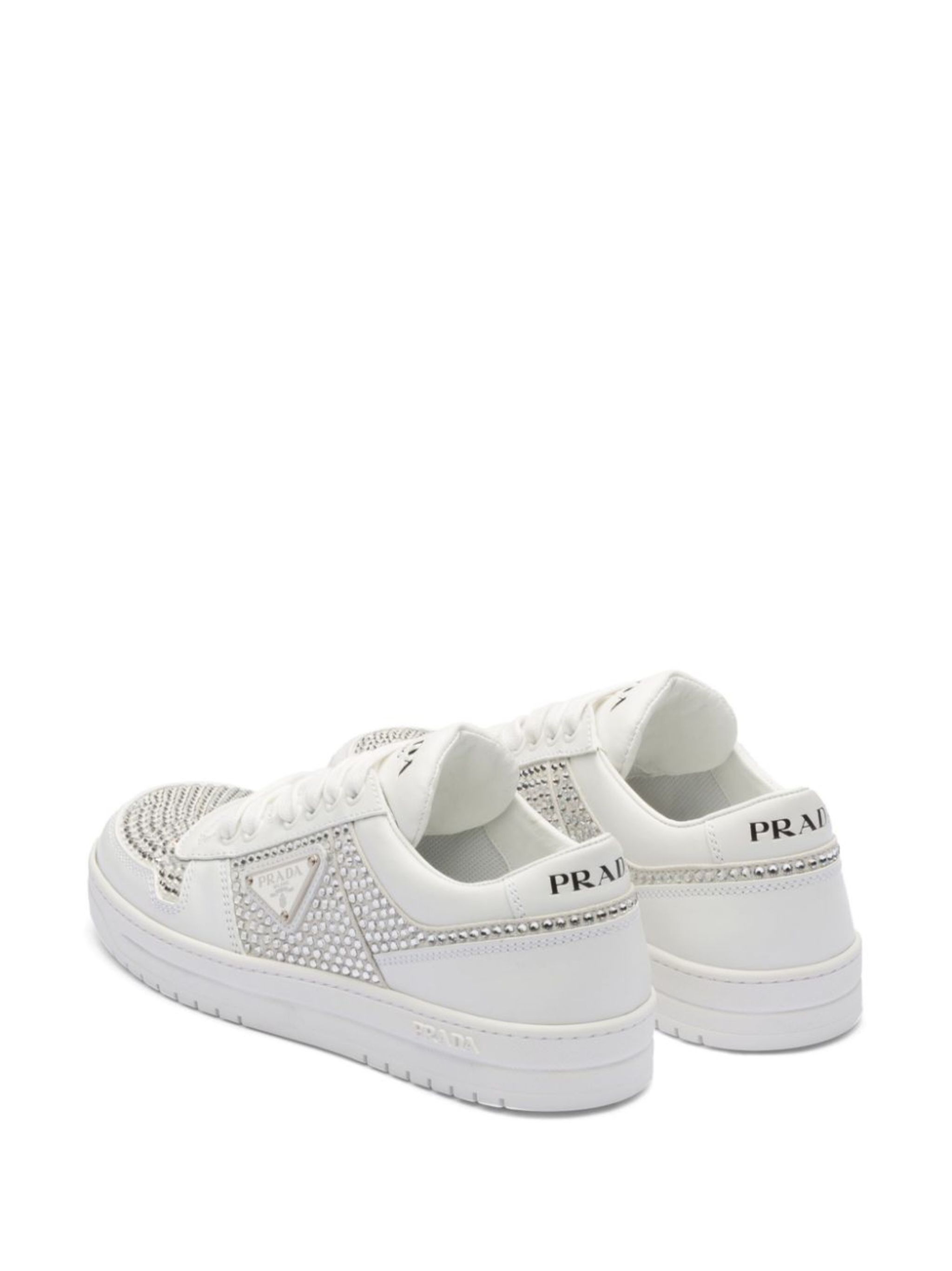 crystal-embellished leather sneakers - 3