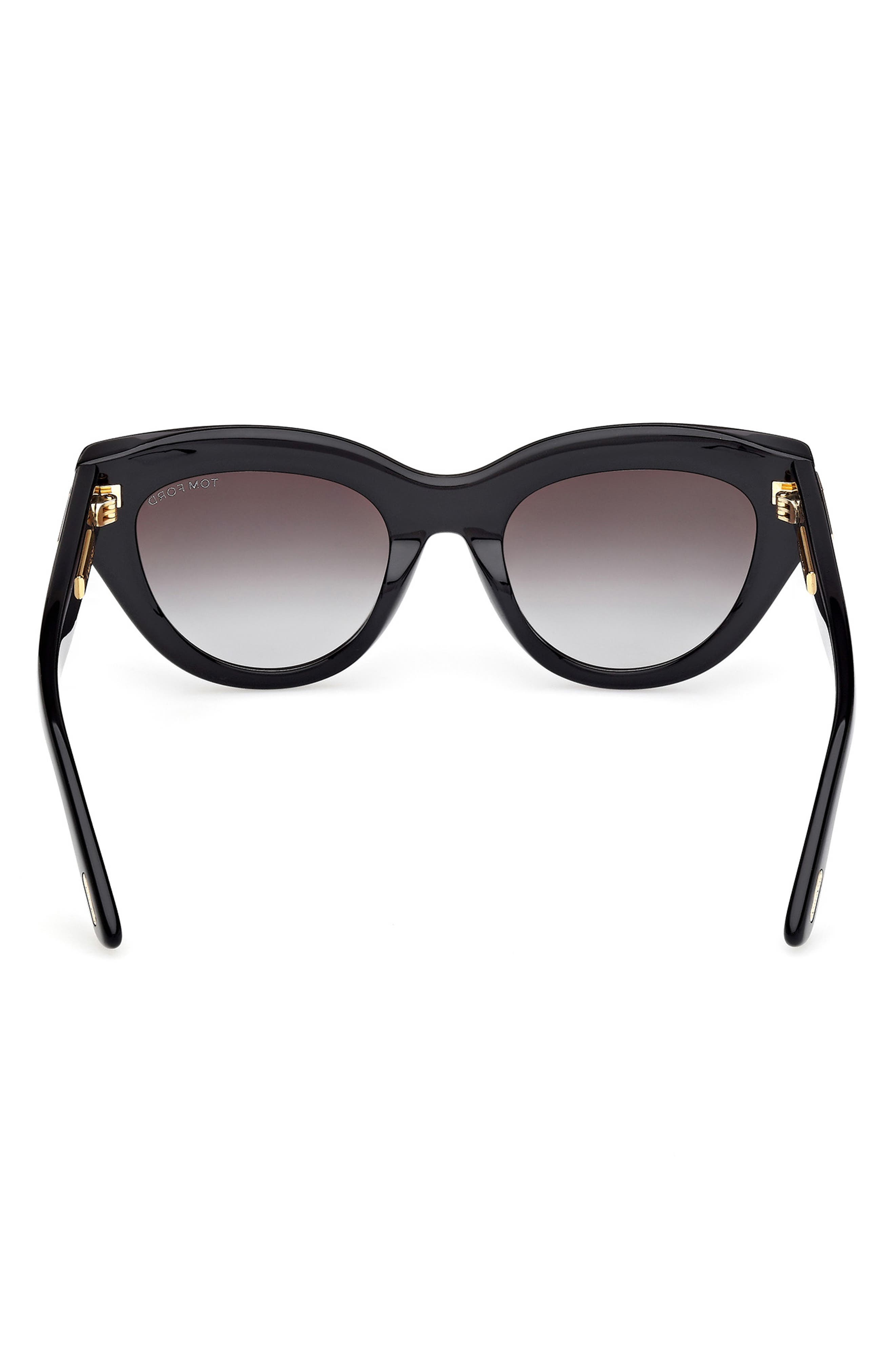 TOM FORD Icon 52mm Cat Eye Sunglasses in Shiny Black Beveled /Smoke at Nordstrom - 5