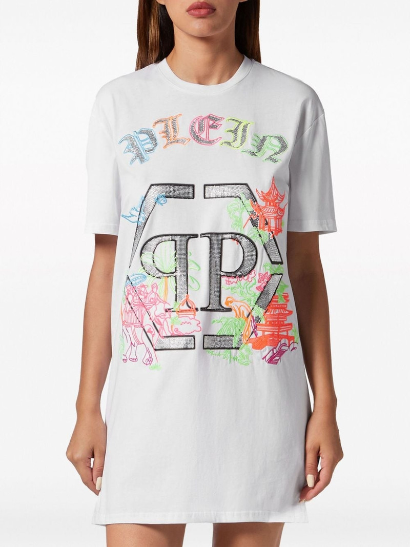 logo-embellished embroidered T-shirt dress 3