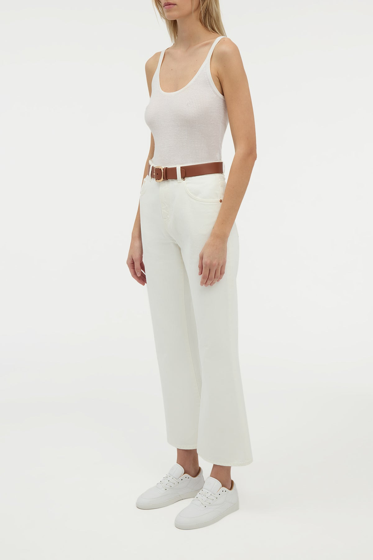 Cinxia Knit Tank Top in Ivory Cashmere Silk with Hemp - 4