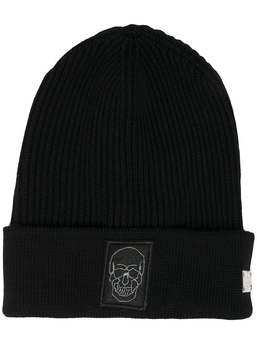 skull logo patch beanie hat - 1