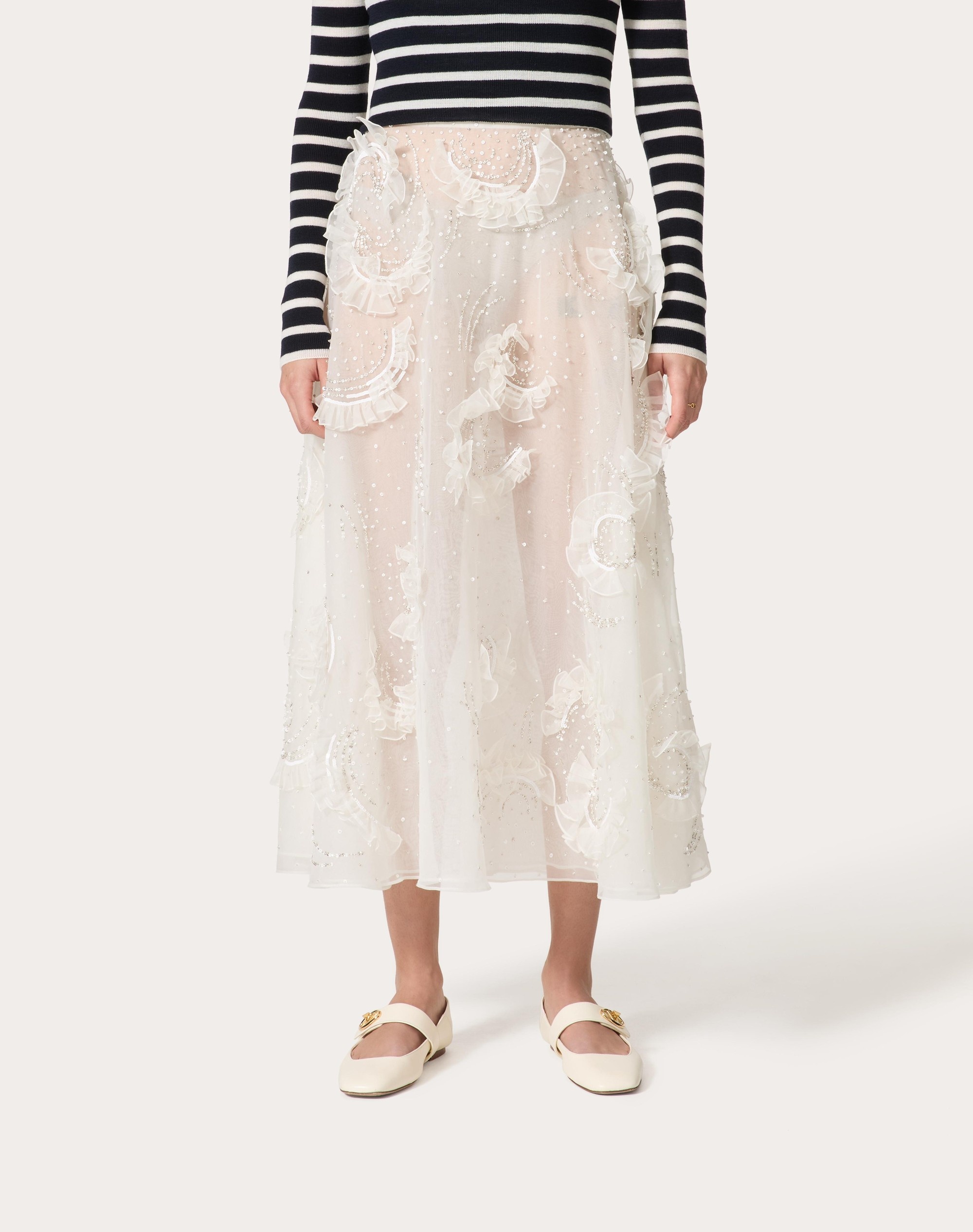 MIDI SKIRT IN EMBROIDERED ORGANZA - 3