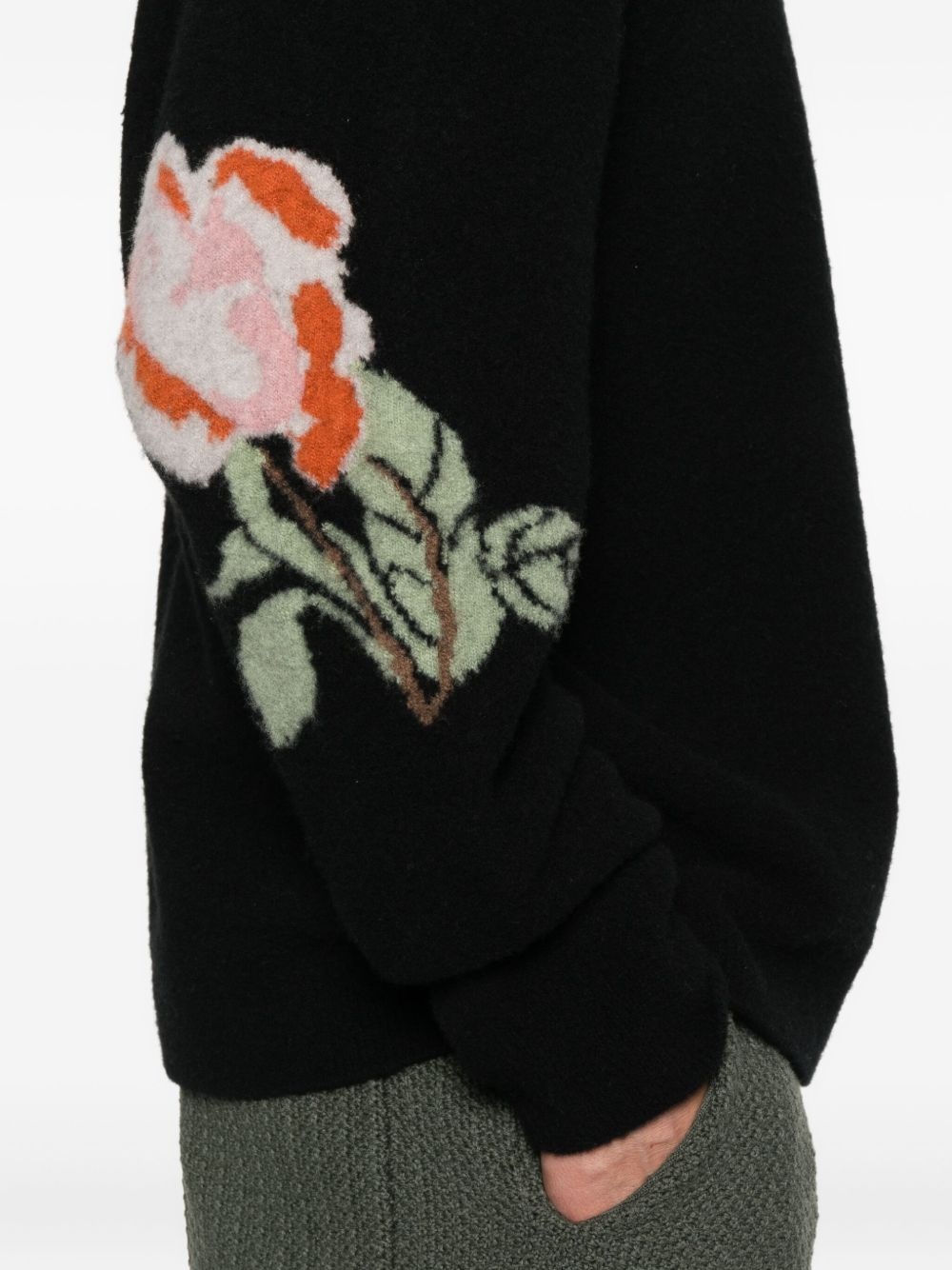 rose-embellished wool sweater - 5