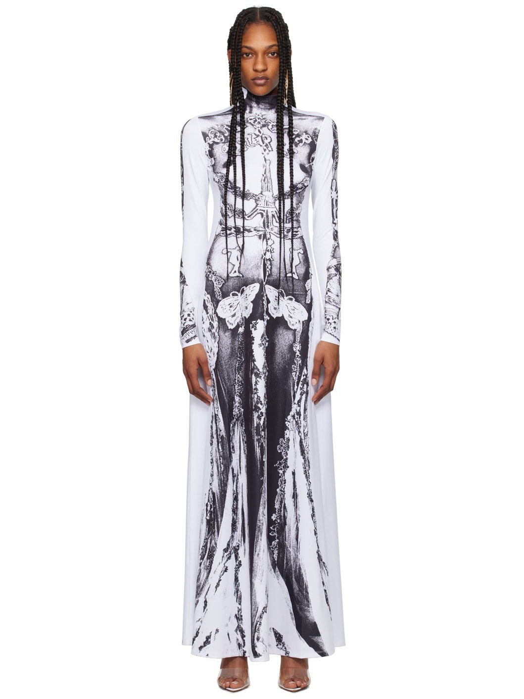 White & Black 'The Gaultier Paris' Maxi Dress - 1