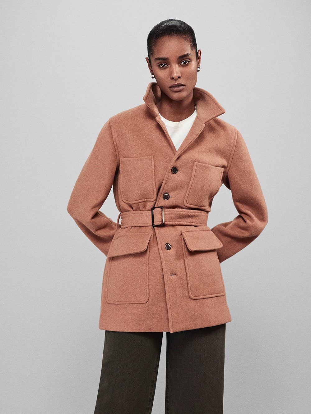 Melton Safari Jacket in Light Camel - 2