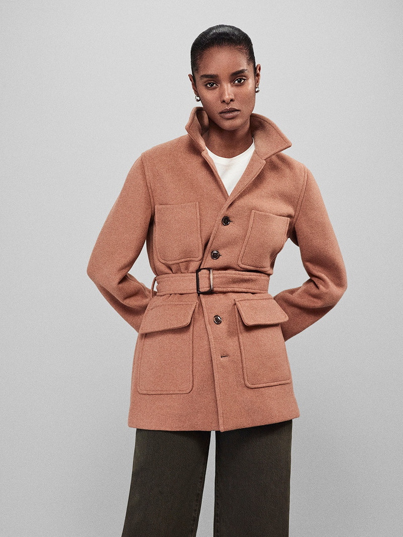 FRAME Melton Safari Jacket in Light Camel outlook