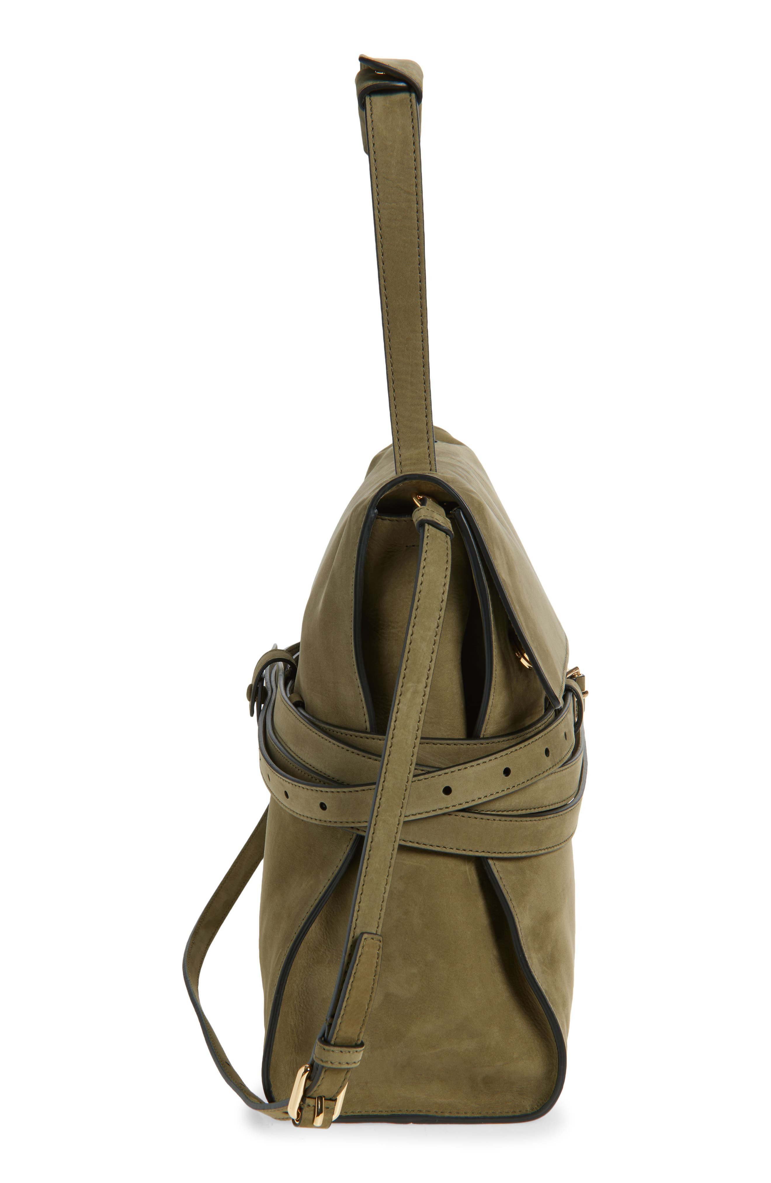 Moschino Medium Tie Me Suede Tote in Military Green at Nordstrom - 5