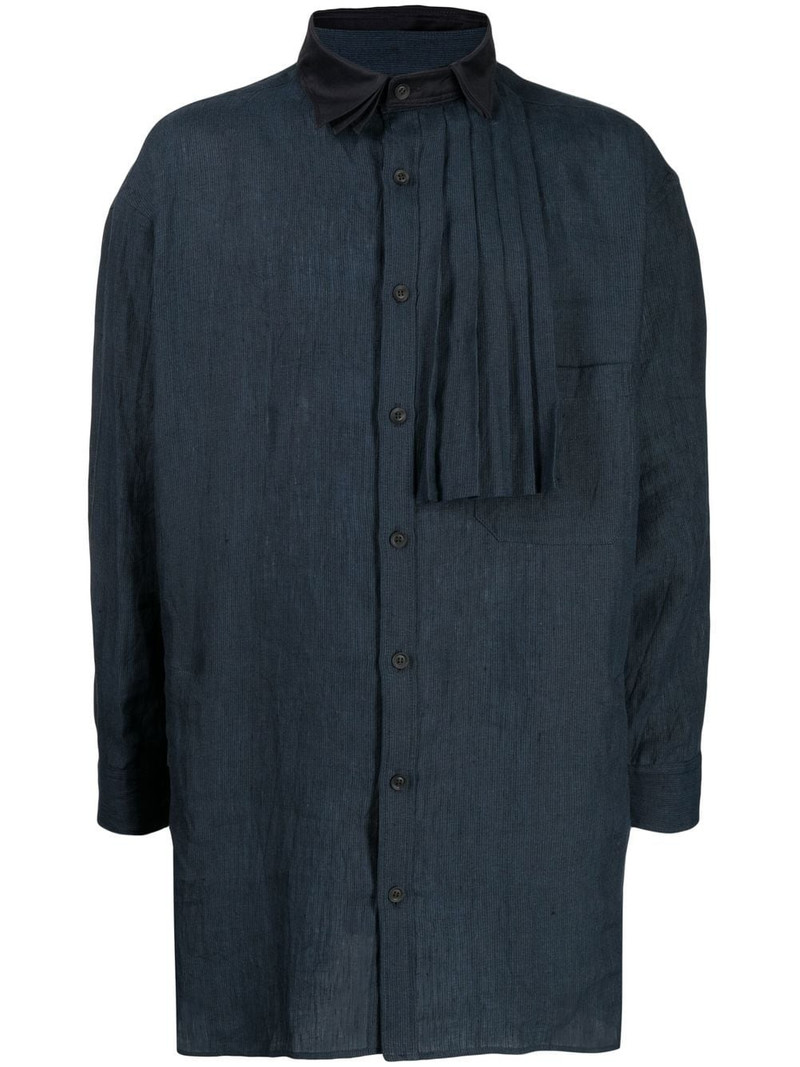 pleated-detail cotton shirt 1