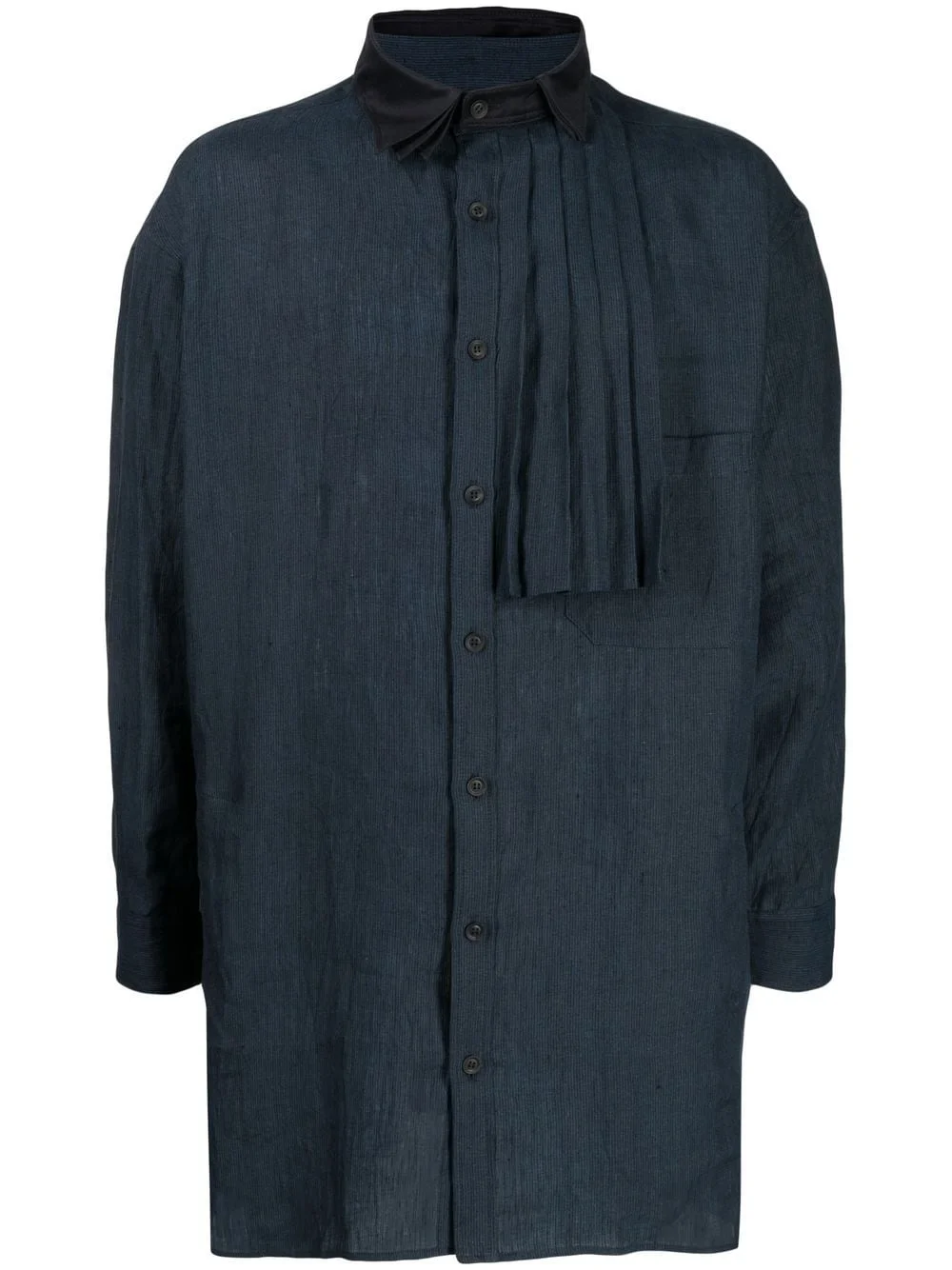 pleated-detail cotton shirt - 1