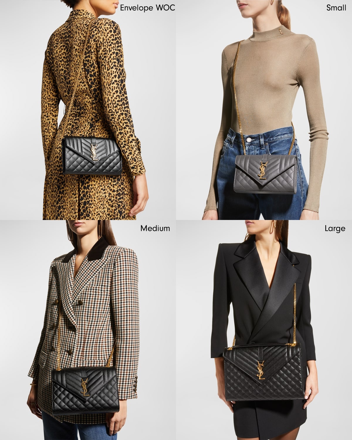 Envelope Triquilt Medium YSL Shoulder Bag in Grained Leather - 2