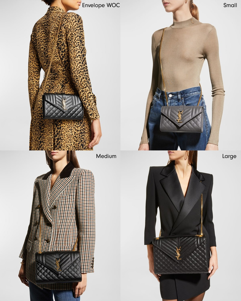 SAINT LAURENT Envelope Triquilt Medium YSL Shoulder Bag in Grained Leather outlook