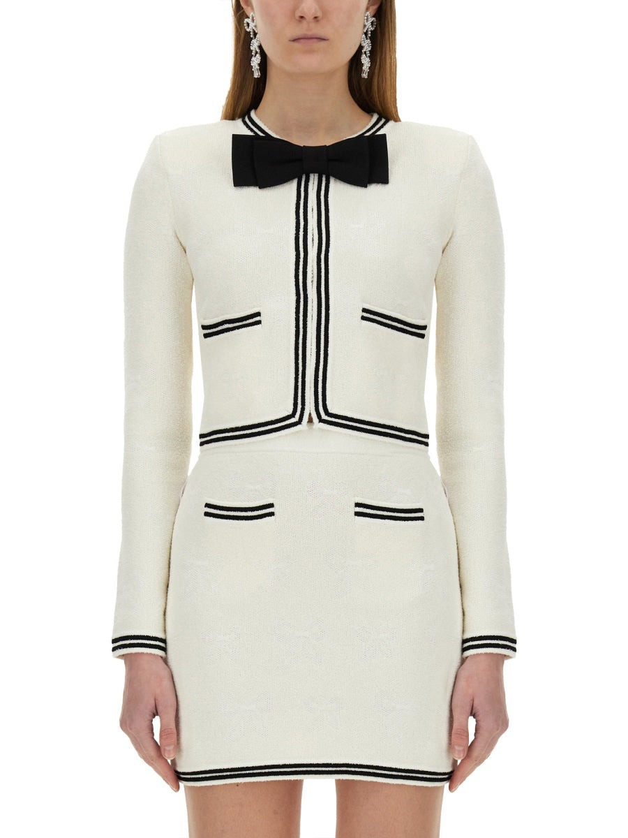 Self-Portrait Women Jacquard Cardigan With Bow - 1