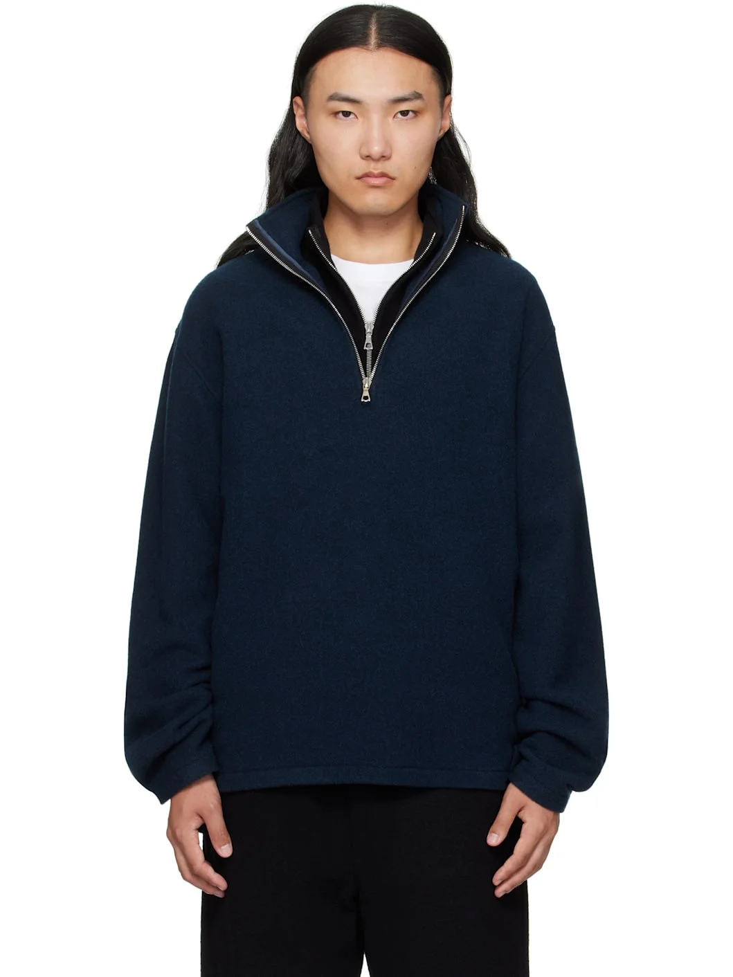 Navy Fleece Sweater - 1