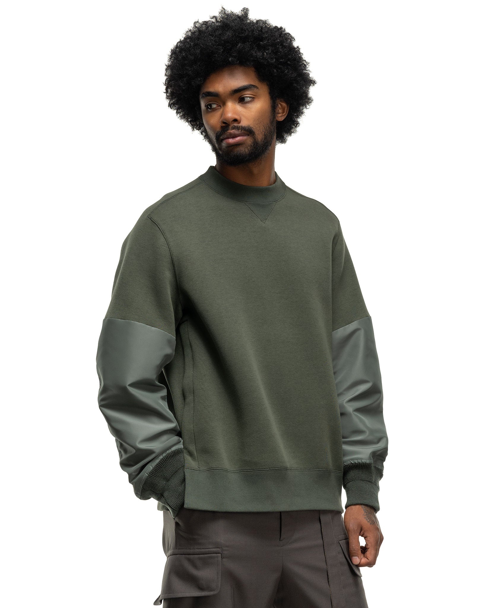 Nylon Twill x Sponge Sweat Pullover Khaki - 4