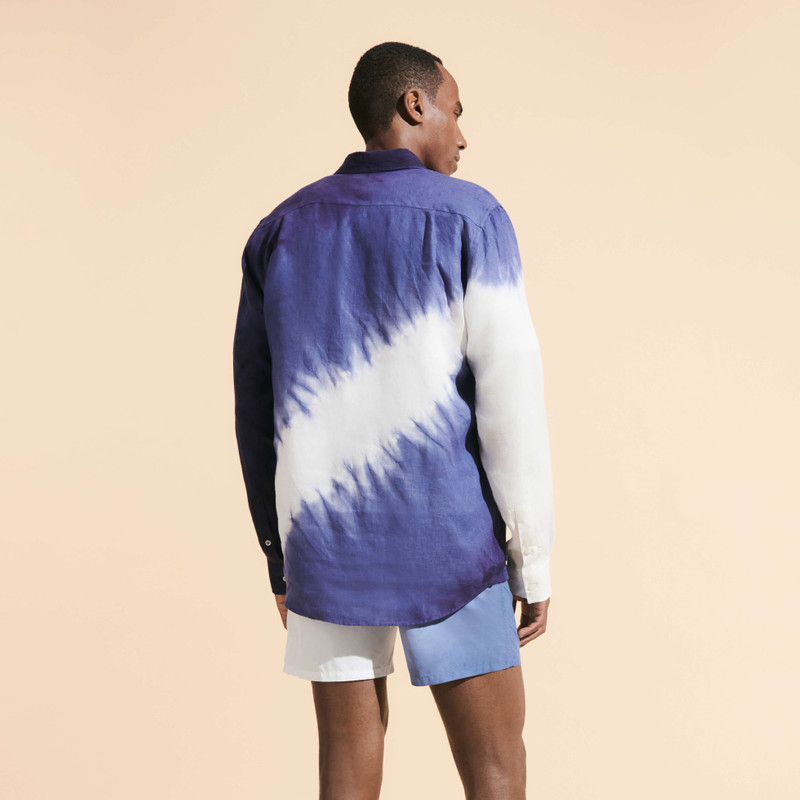 Men Linen Shirt Tie & Dye 4