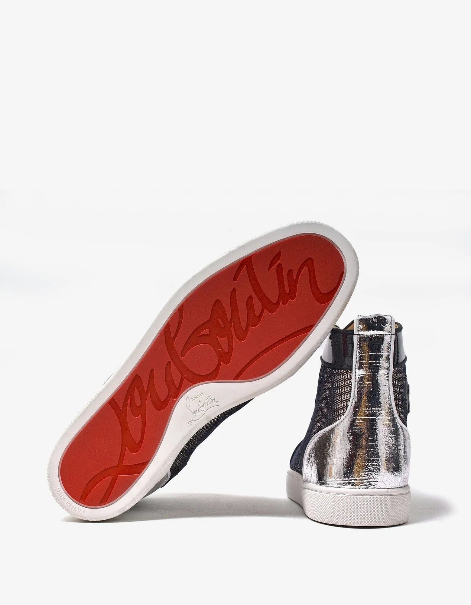 Christian Louboutin Lou Spikes Orlato Flat Metallic High Top Trainers - 3