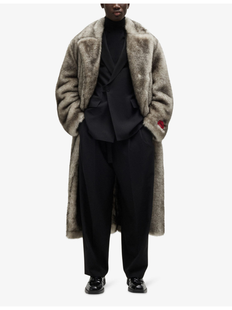 HUGO Double-breasted faux-fur coat outlook