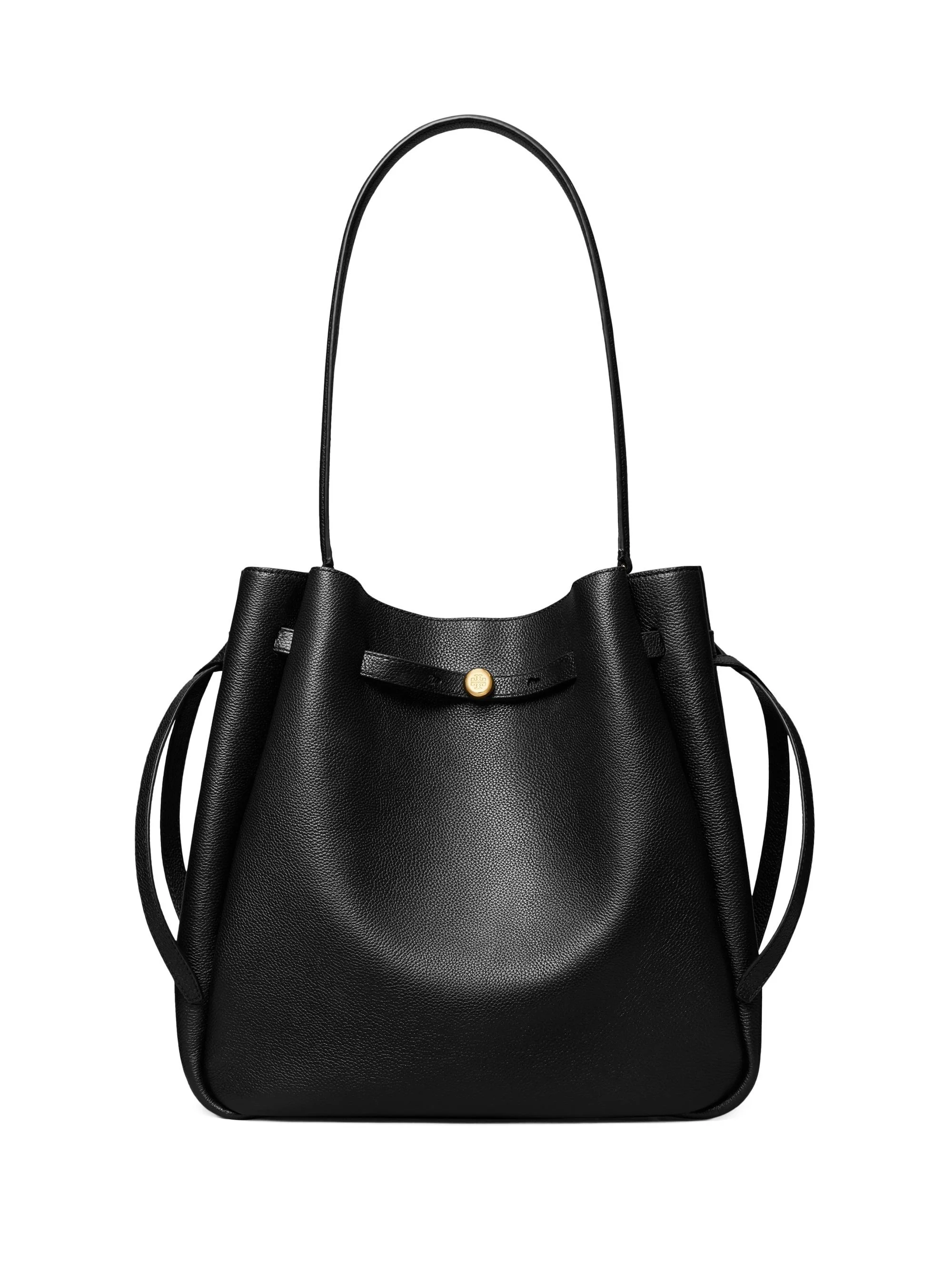 Women's Mini Romy Leather Bucket Bag - Black - 1