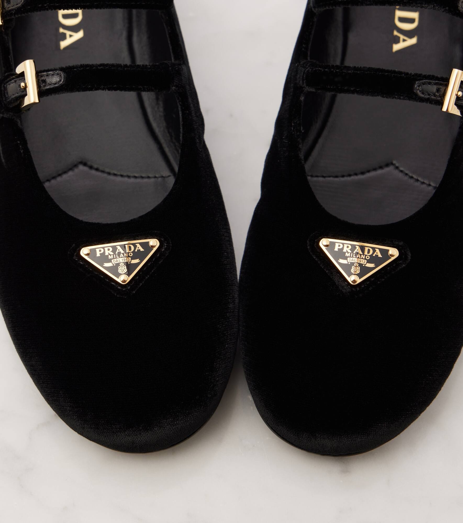Velvet Mary Jane flats - 5