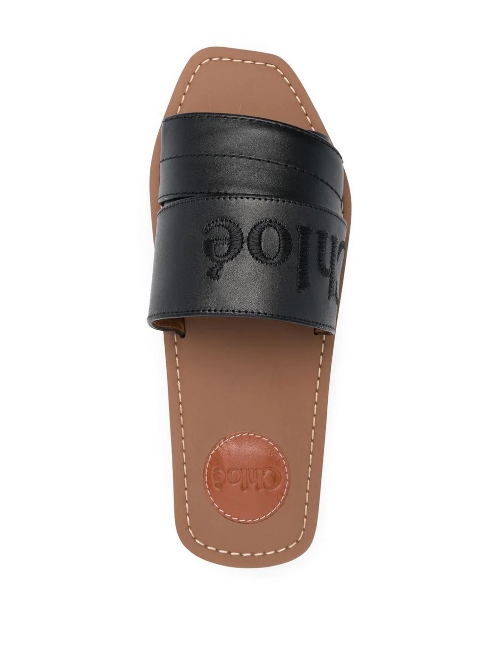 logo-embroidered leather sandals - 4
