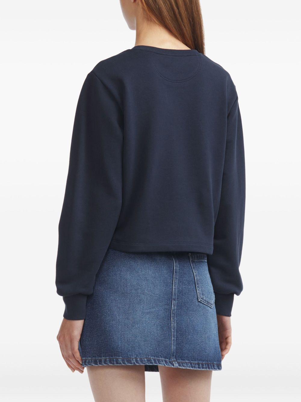 anchor-embroidered cropped sweatshirt - 4