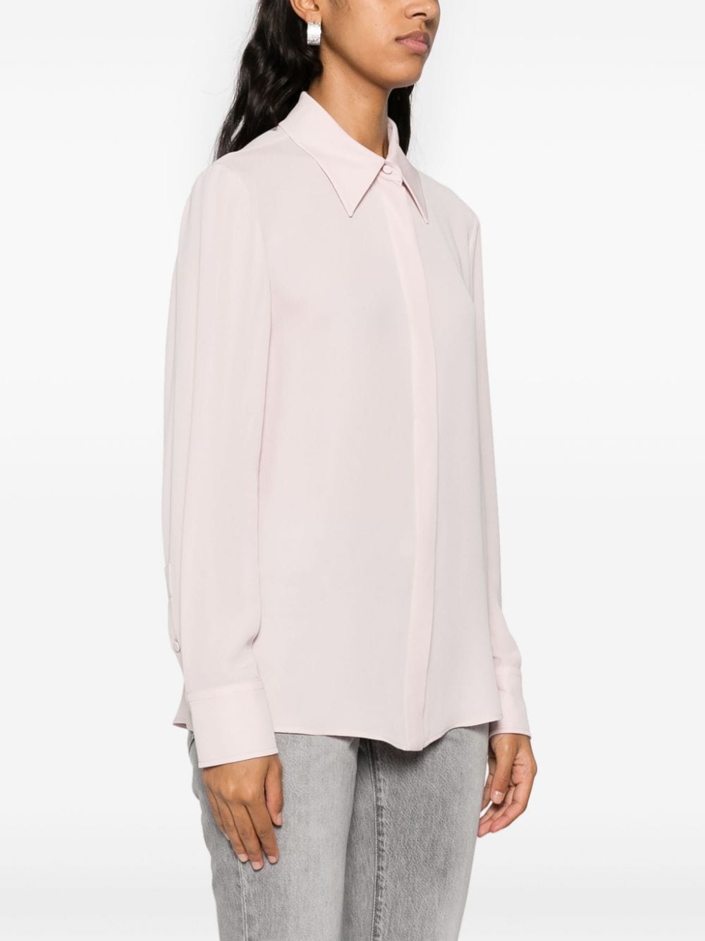 pointed-collar silk shirt - 3