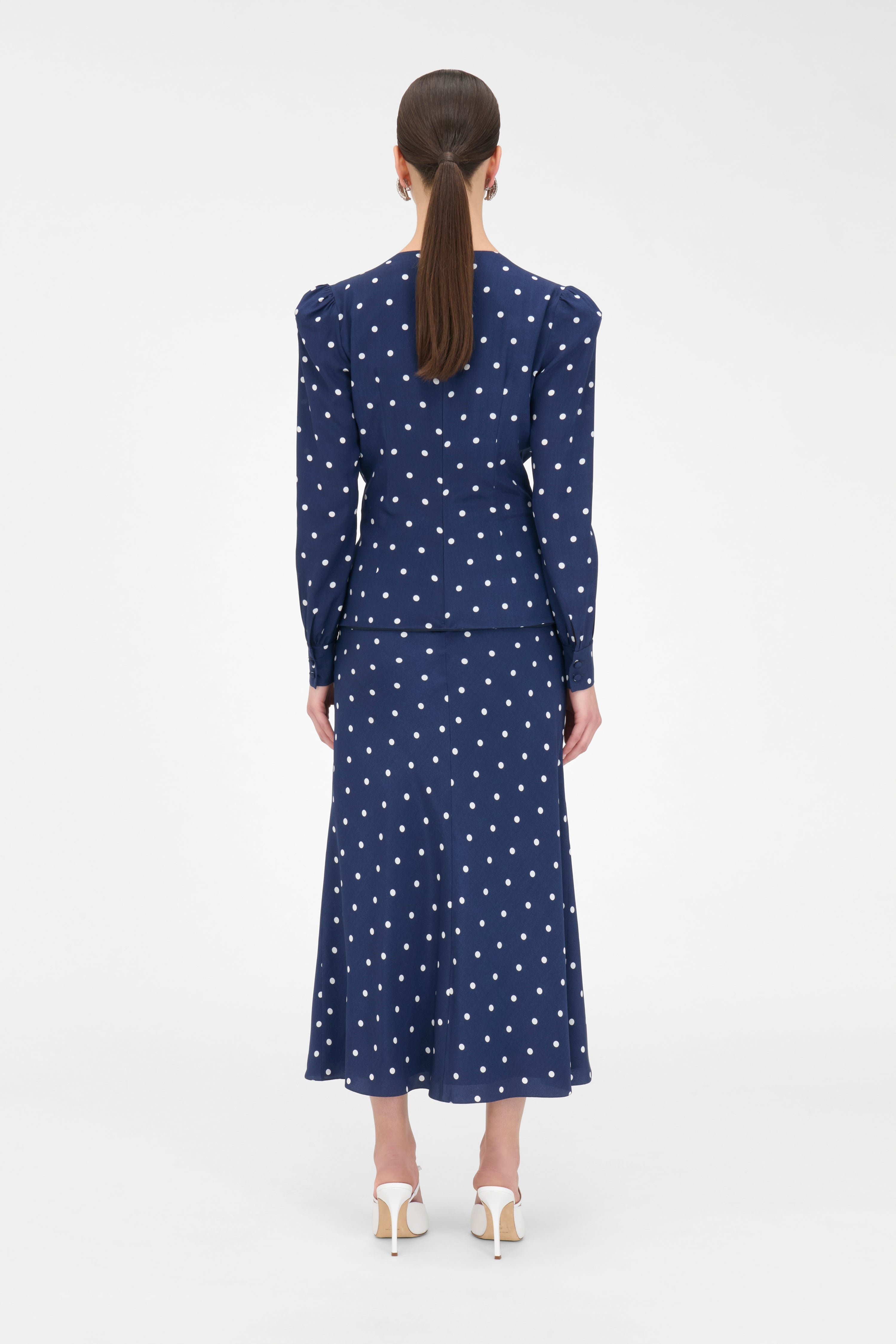 POLKA DOT DRESS WITH JEWEL BUTTONS - 4