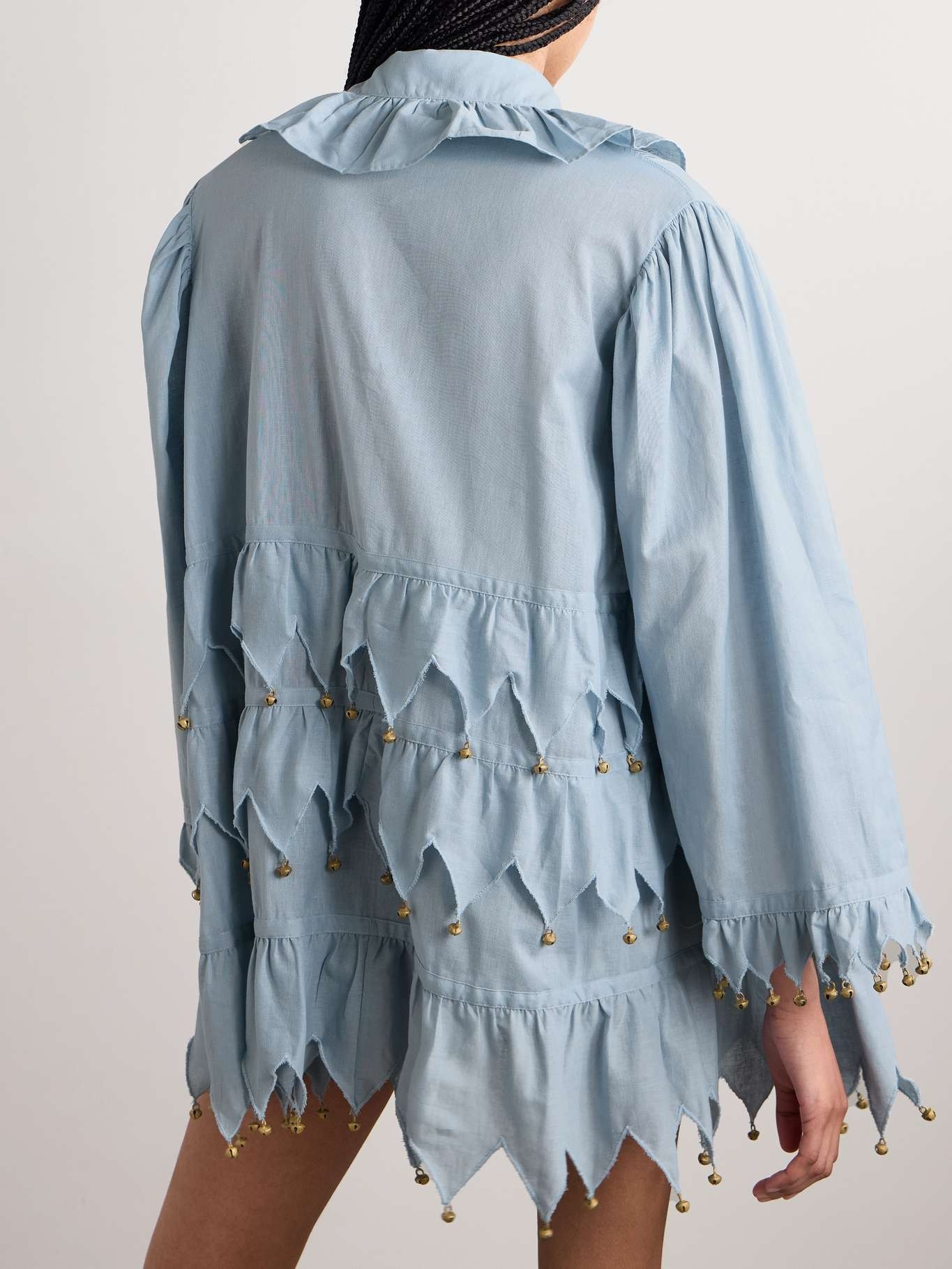 Carillon Petaluma tiered embellished linen mini dress - 3