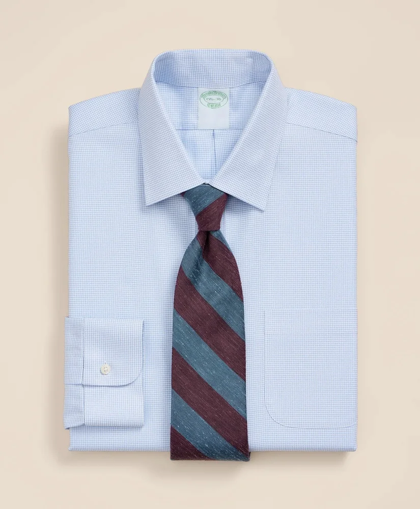 Brooks Brothers Explorer Collection Non-Iron Twill Ainsley Collar, Check Dress Shirt - 1