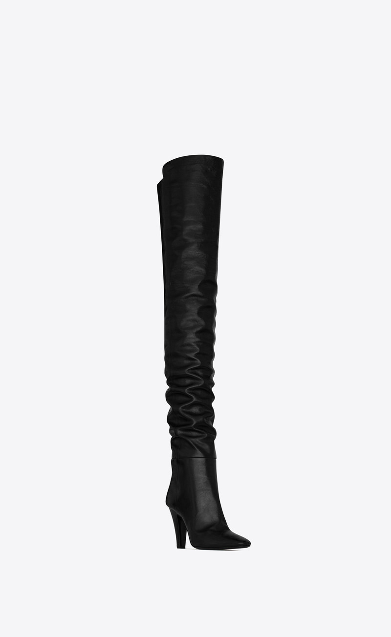 betty over-the-knee boots in shiny grained leather 7
