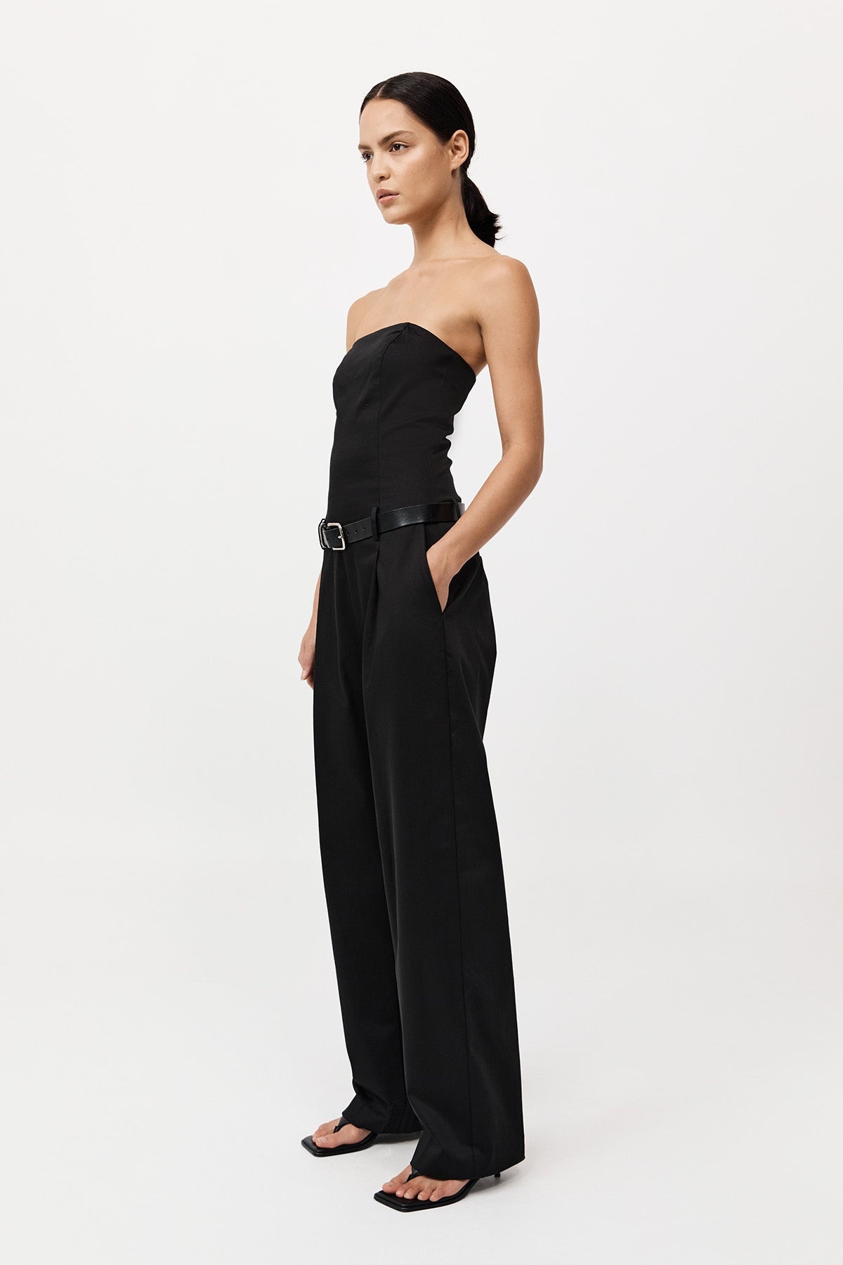 Tailored Strapless Jumpsuit - Black - 3