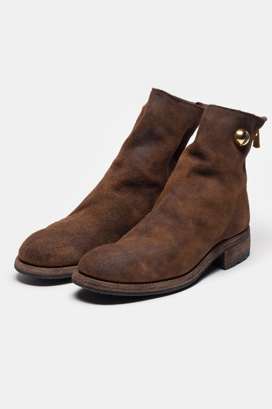 Undercover 996V_EYE Reverse Horse Leather Back Zip Boot in Brown - 3