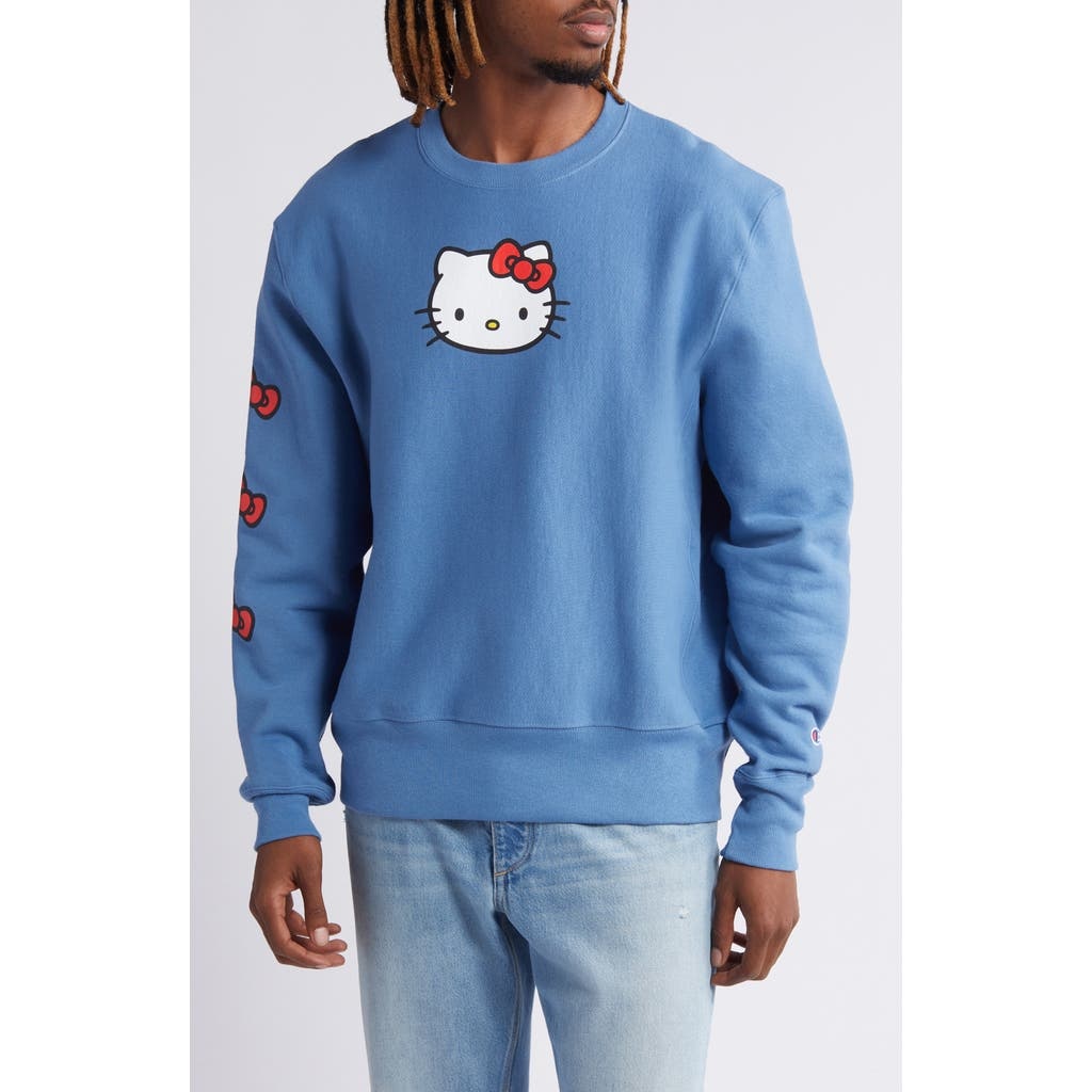 Champion x Sanrio Hello Kitty® 50th Anniversary Fleece Graphic Sweatshirt in Denim Blue at Nordstrom - 1