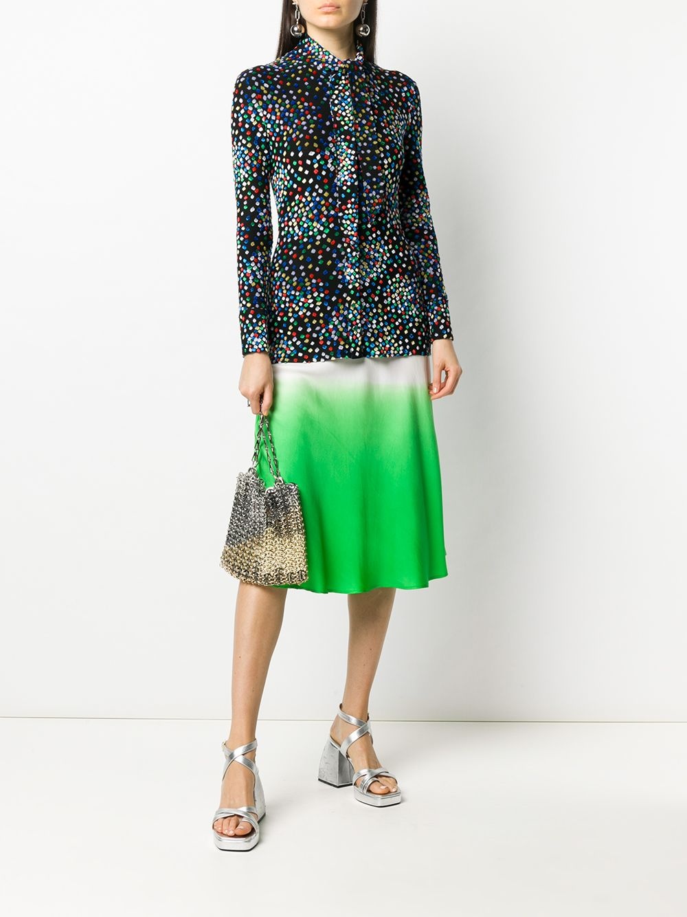 geometric print long-sleeve blouse - 2