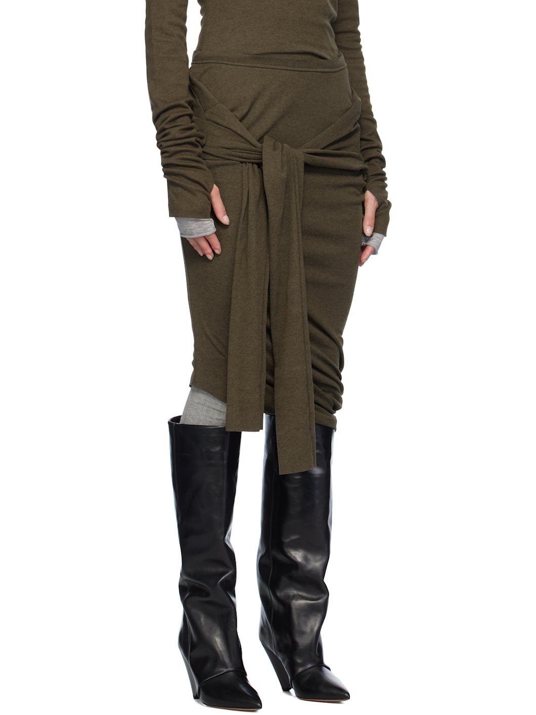 Khaki Banana Twist Midi Skirt - 2